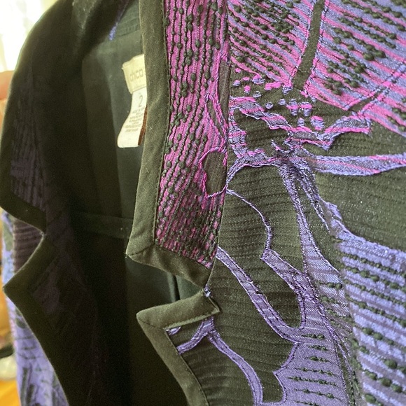 Chico’s Size 2 Textured Open Front Ombré Jacquard Jacket Blazer Chicos Large - Picture 9 of 10